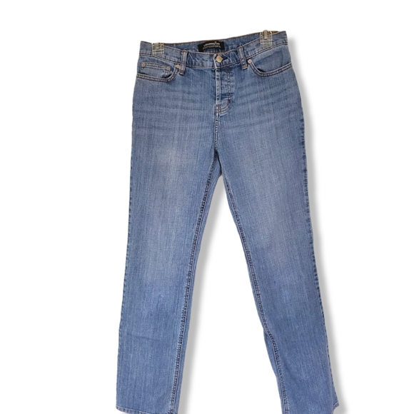 LondonJean Women's 6 Mid Rise All Button Fly Straight Leg Denim Blue Jeans - Picture 2 of 8